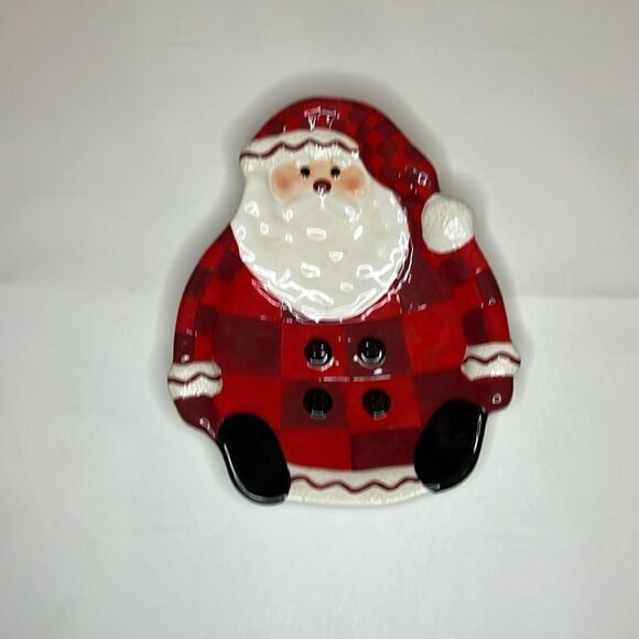 Hallmark Santa Serving Dish Plate USA Candy Appetizers Decoration 10 In X 8 In - Picture 1 of 5